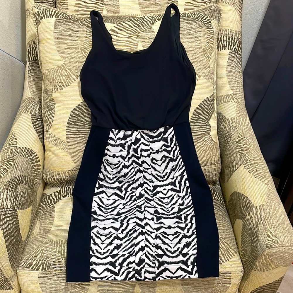 Black/zebra print dress